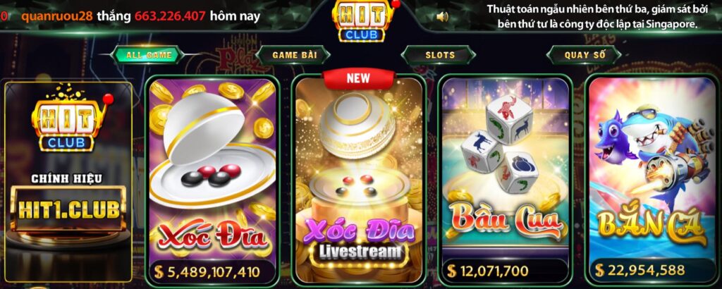 Game bài đổi thưởng hit club da dạng