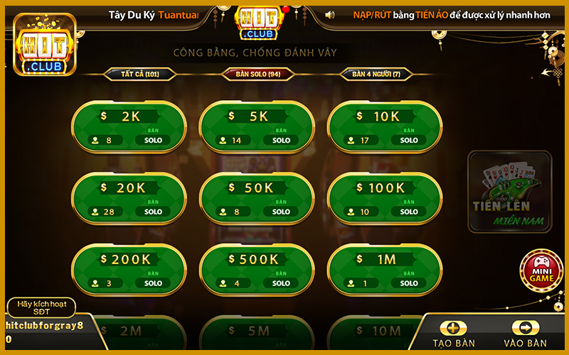 Game Bài giữ vai trò trung tâm trong cấu trúc HitClub